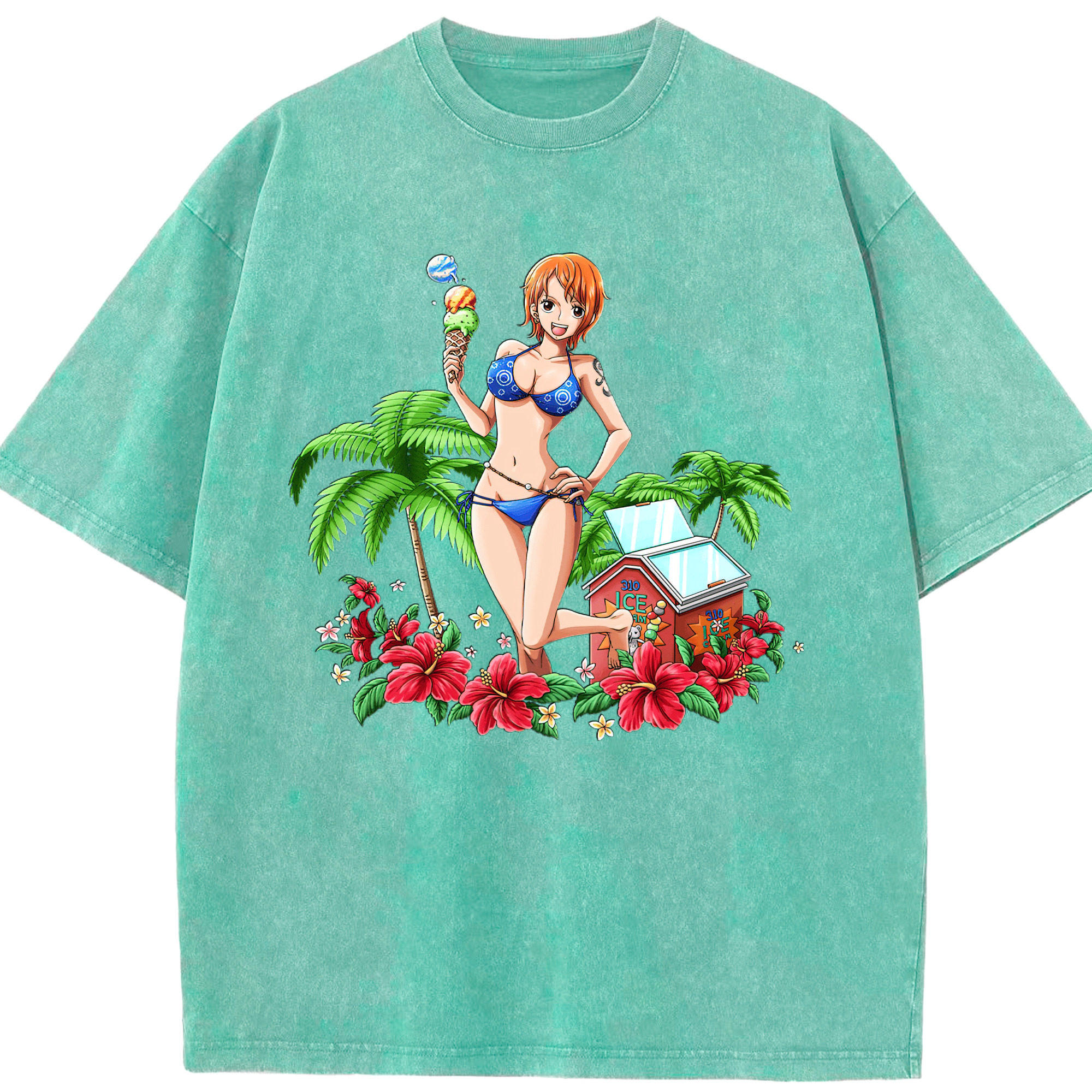 ワンピース ナミ ONE PIECE Nami 綿100% ヴィンテージ風 半袖Tシャツ（フロントプリント）